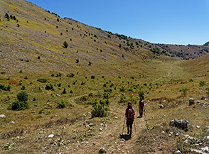Sulla pista di fondovalle nel Vallone dei Puzzilli.