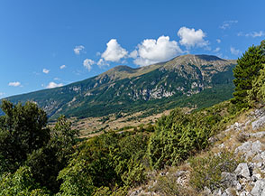 Lungo il sentiero abbandonato dello Sterparo prima finestra sul Monte Porrara.
