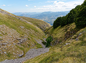 Nel fosso del Vallone Izzo con lo sguardo a valle.