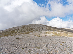 Nel tratto sommitale della brulla Cresta Sud del Monte Macellaro.