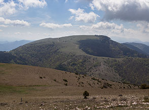 Dalla cima di Monte Martano vista verso sud dove si trova il punto pi&ugrave; alto della montagna (ma senza nome sulle carte).