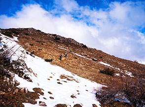 In cammino sul sentiero che traversa sopra Fonte Furap&agrave; (Passo delle Capannelle).