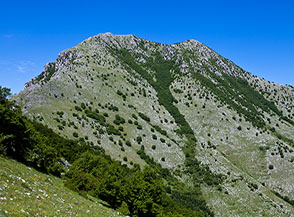 Vista sulla piramide sommitale del Monte Sambucaro (la cima &egrave; sulla sx ma parzialmente nascosta).