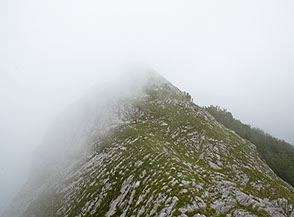Sulla Cresta Est del Sumbra nel tratto successivo all&rsquo;uscita dal bosco.
