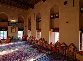 Sala di rappresentanza della casa dell&rsquo;imam (Nizwa Fort).