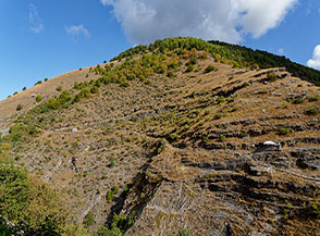 Il Ponte nepalese Inferiore sospeso sul Fosso Arenazzo a Sasso di Castalda.
