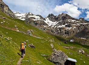 Sui prati dell&rsquo;Alpe del Lago, sullo sfondo Punta Straling.