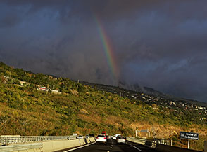 Arcobaleno sull&rsquo;autostrada verso l&rsquo;Etang Sal&eacute; les Bains.