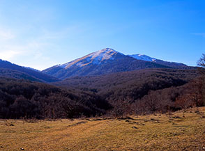 Rocca Genovese emerge dai boschi della Cicerana.