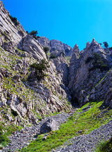 Dal canalone alla testata di Valle Piana vista del canalino alto.