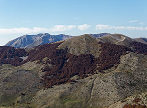 Monte Godi con sullo sfondo il massiccio del Marsicano ripresi da Serra Pantanella.