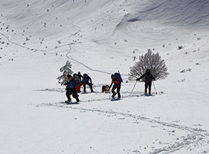 Faticosa risalita in neve fresca sui fianchi del Vallone dei Puzzilli.