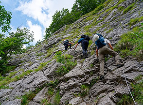 Sul tratto attrezzato verso il Passo della Tombaccia.